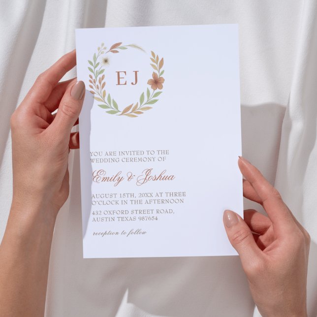 Invitation Feuilles d'automne Mariage Monogramme (Créateur téléchargé)