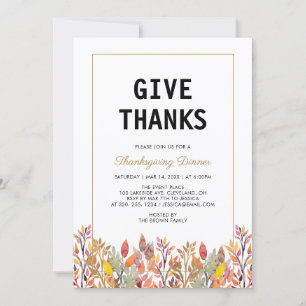 Invitation Feuilles d'automne & Or Friendsgiving de Thanksgiv