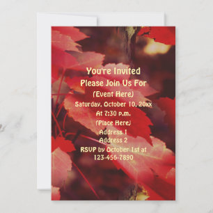 Invitation Feuilles d'automne rouges Nature 