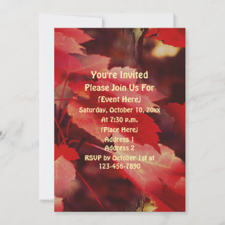 Invitation Feuilles d'automne rouges Nature 