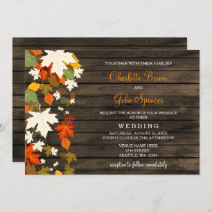 Invitation Feuilles d'automne Rustic Grange Mariage de automn