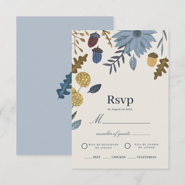 Invitation Feuilles d'automne rustique mariage de automne rsv (Devant / Derrière)