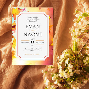 Invitation Feuilles d'automne sobres et élégantes Mariage enc