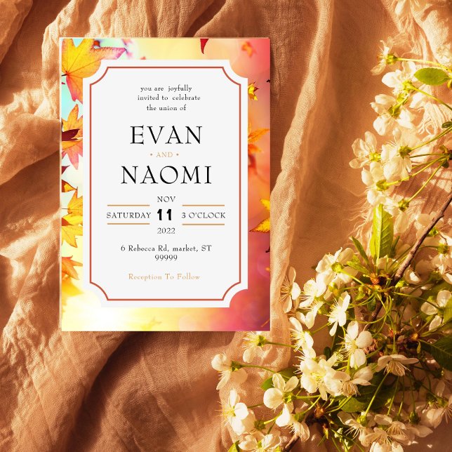 Invitation Feuilles d'automne sobres et élégantes Mariage enc (Créateur téléchargé)