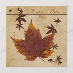 Invitation Feuilles d'automne sur FAUX Vieille Mariage en pap