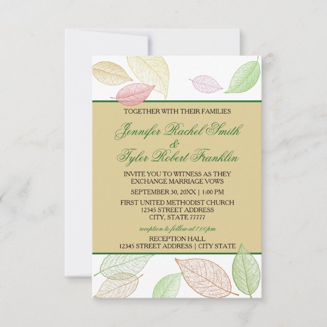 Invitation Feuilles d'automne translucides - Mariage/Réceptio (Devant)