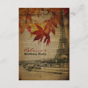 Invitation feuilles d'automne vintage français paris fête d'a