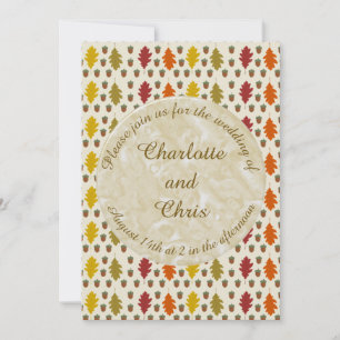 Invitation Feuilles de chêne et Acorns Automne Mariage d'auto