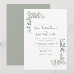 Invitation Feuilles de eucalyptus élégantes verdure feuillage