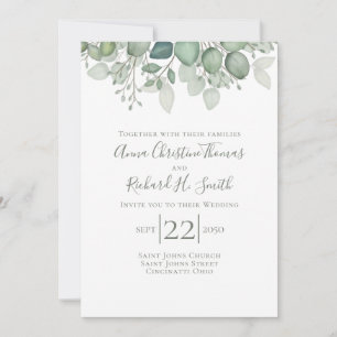 Invitation Feuilles de eucalyptus élégantes verdure feuillage