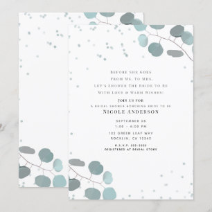 Invitation Feuilles de Eucalyptus Vertes Baby Shower de Marié
