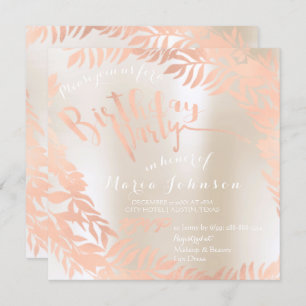 Invitation Feuilles de fête d'anniversaire Wreath ivoire Pear
