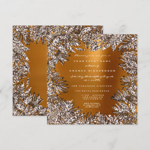 Invitation Feuilles de fougère Cristaux encadrés de miel ivoi