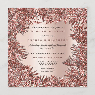 Invitation Feuilles de foune tropicale Rose encadré Or rose m