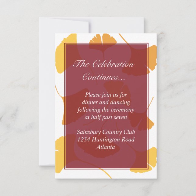 Invitation Feuilles de ginkgo tombées entourent l'insert de m (Devant)
