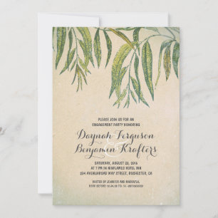 Invitation Feuilles de gomme élégant vintage fiançailles