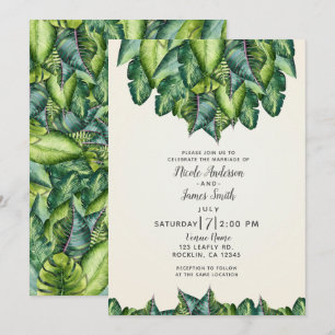 Invitation Feuilles de jungle tropicale verte botanique maria