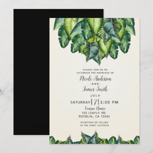 Invitation Feuilles de jungle tropicale verte botanique maria