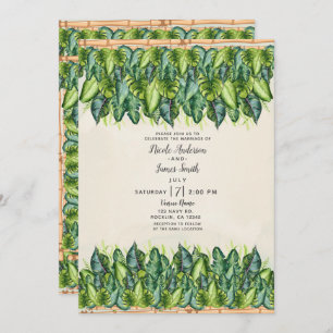 Invitation Feuilles de la jungle tropicale et Mariage botaniq