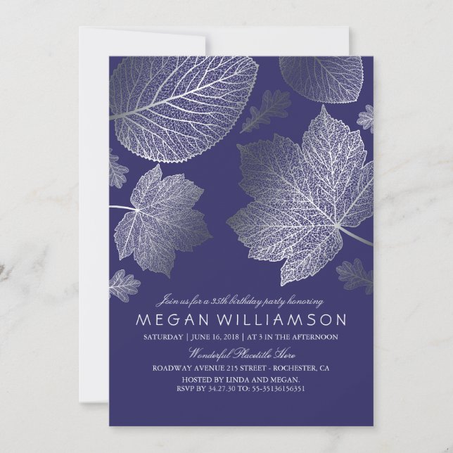 Invitation Feuilles de la Marine et de l'Argent à la fête d'a (Devant)