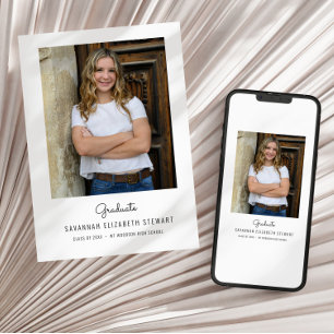 Invitation Feuilles de l'annonce d'un diplôme féminin simple