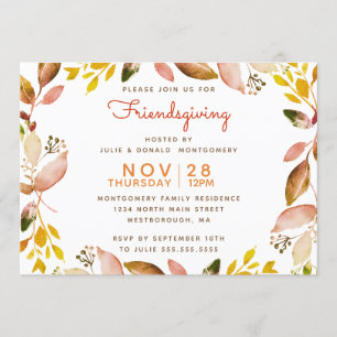 Invitation Feuilles de l'Aquarelle d'automne de l'or Friendsg