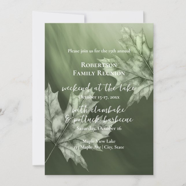 Invitation feuilles de l'érable vert mousse automne réunion f (Devant)