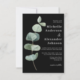 Invitation Feuilles de l'Eucalyptus noir   Ensemble Mariage m