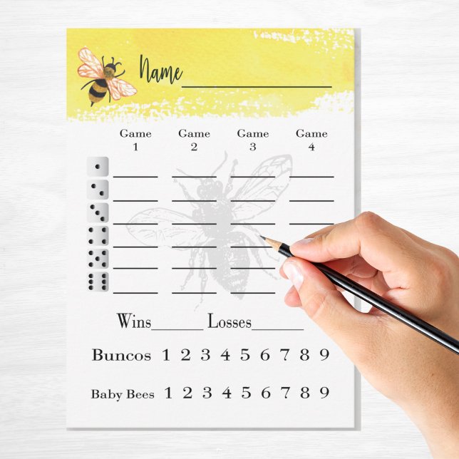 Invitation Feuilles de note Bunco Bee (Bunco Score Card or Score Sheet for Bunco game players.)