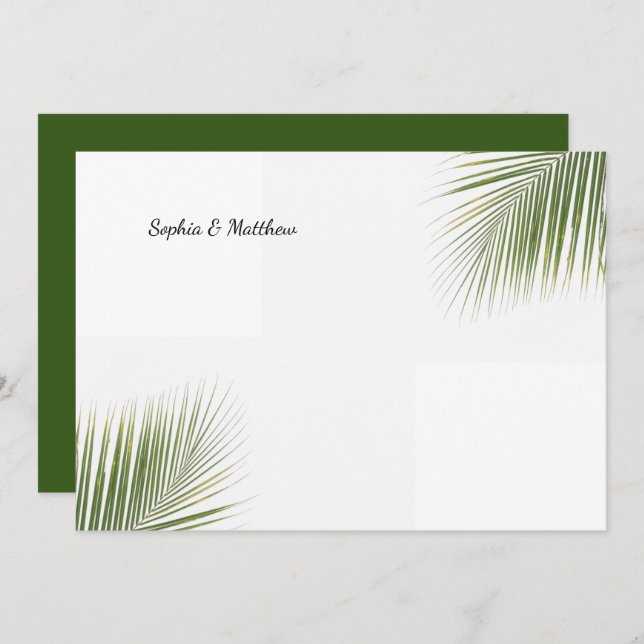 Invitation Feuilles de palme tropicale Nom personnalisé été (Devant / Derrière)
