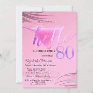 Invitation Feuilles de palmier à cocktail Rose 80e anniversai