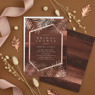 Invitation Feuilles de palmier au coucher de soleil en cuivre