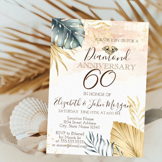 Invitation Feuilles de palmier diamant, confettis mariage ann (Créateur téléchargé)