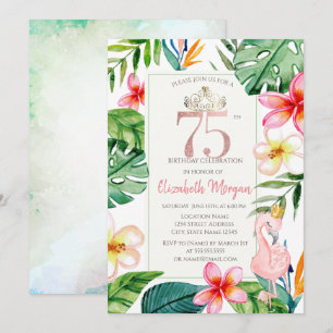 Invitation Feuilles de palmier tropical Fleurs Flamant rose 7