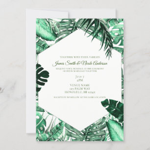 Invitation Feuilles de palmier tropical vert foncé Mariage d'