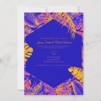 Feuilles de palmier tropicales bleues orange élect