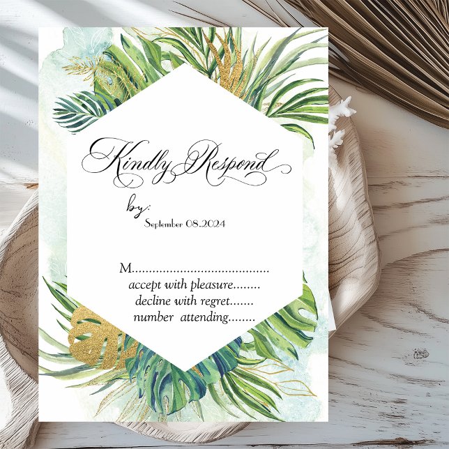 Invitation Feuilles de palmier tropicales Été RSVP (Créateur téléchargé)