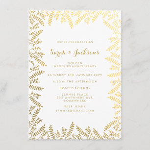Invitation Feuilles de papier blanc à l' anniversaire doré 50