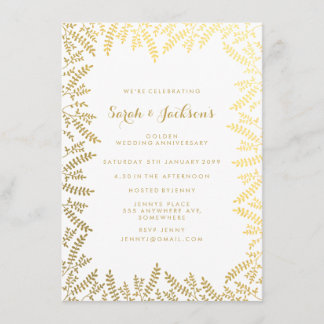 Invitation Feuilles de papier blanc à l' anniversaire doré 50