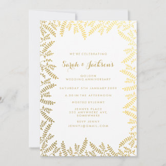Invitation Feuilles de papier d'or 50e anniversaire de mariag