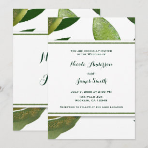 Invitation Feuilles de plantes botaniques vertes Glam Élégant