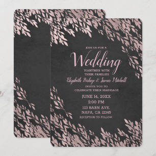 Invitation Feuilles de rose doré Mariage rustique chic tablea