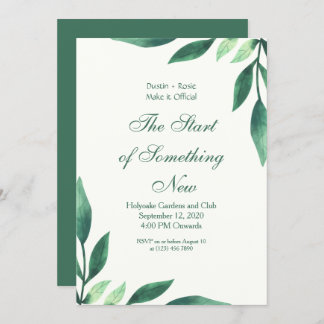 Invitation Feuilles de script vert
