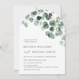 Invitation Feuilles de verdure aquarelle fleurs moderne arche