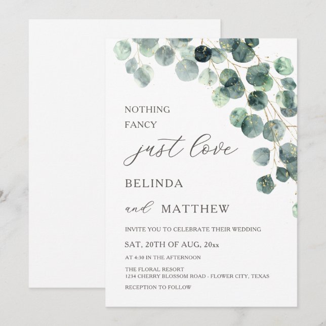 Invitation Feuilles de verdure aquarelle fleurs moderne arche (Devant / Derrière)
