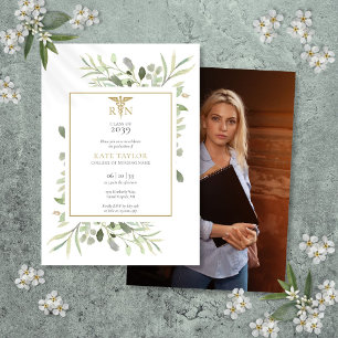 Invitation Feuilles de verdure diplômée en soins infirmiers R