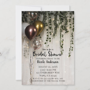 Invitation Feuilles de verdure Lumières blanches Baby Shower