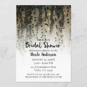 Invitation Feuilles de verdure Lumières blanches Baby Shower 