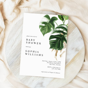 Invitation Feuilles de verdure tropicale Baby Shower moderne
