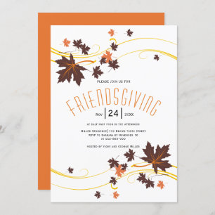 Invitation feuilles d'érable Brown et orange automne Friendsg